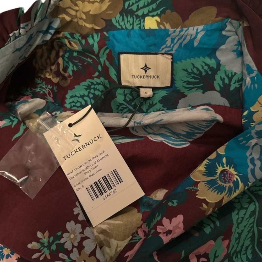 Tuckernuck Alice Verdant Floral Midi Dress NWT Small Oxblood Ruffle Sleeve - Picture 13 of 14